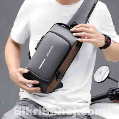 Solid USB Charging Port Sling Anti-Theft Shoulder Bag